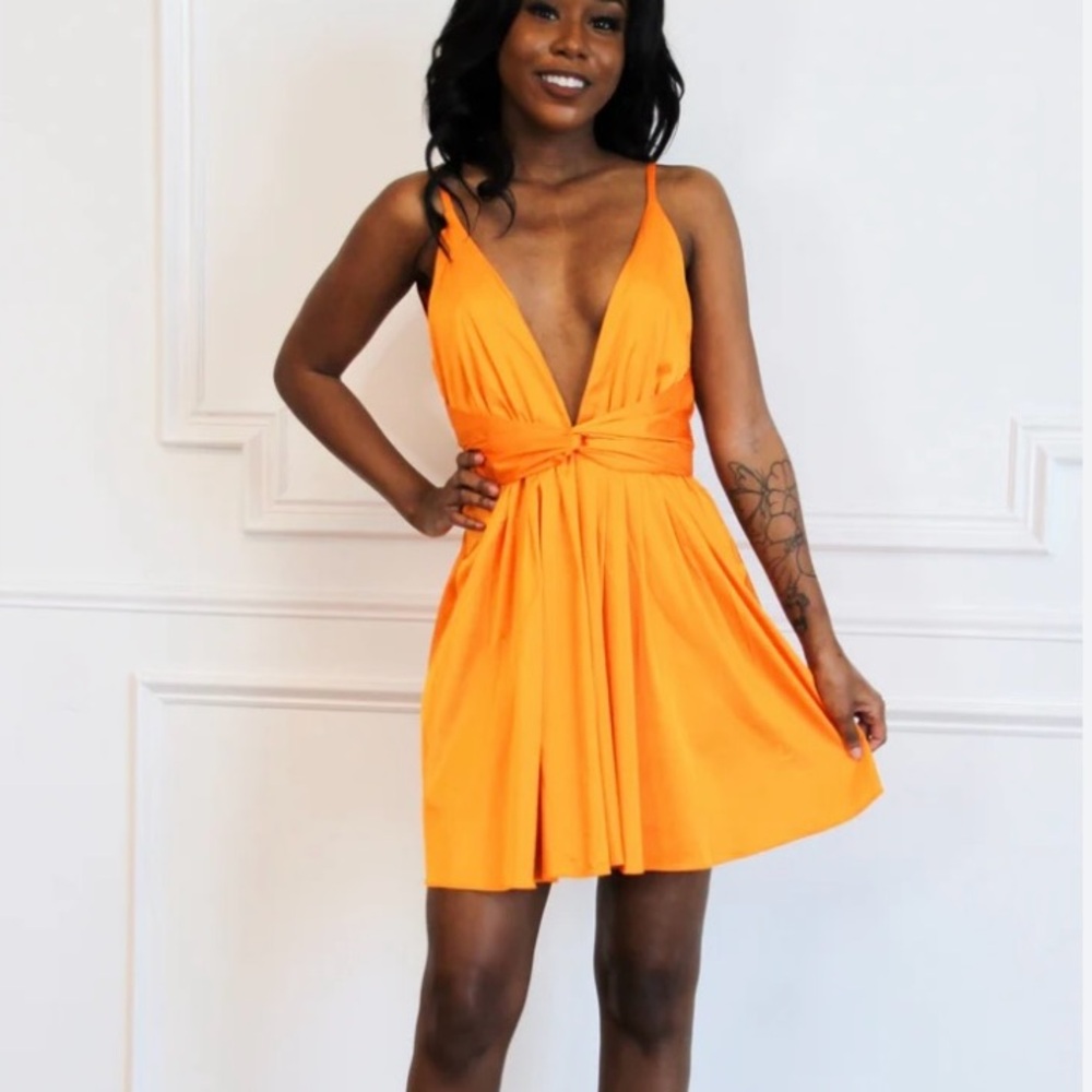 Orange satin dress